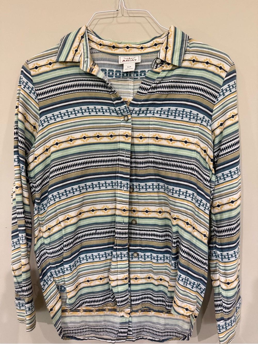 Ariat Multicolor Striped Button-Down Shirt in Blue, Green, Yellow, Black